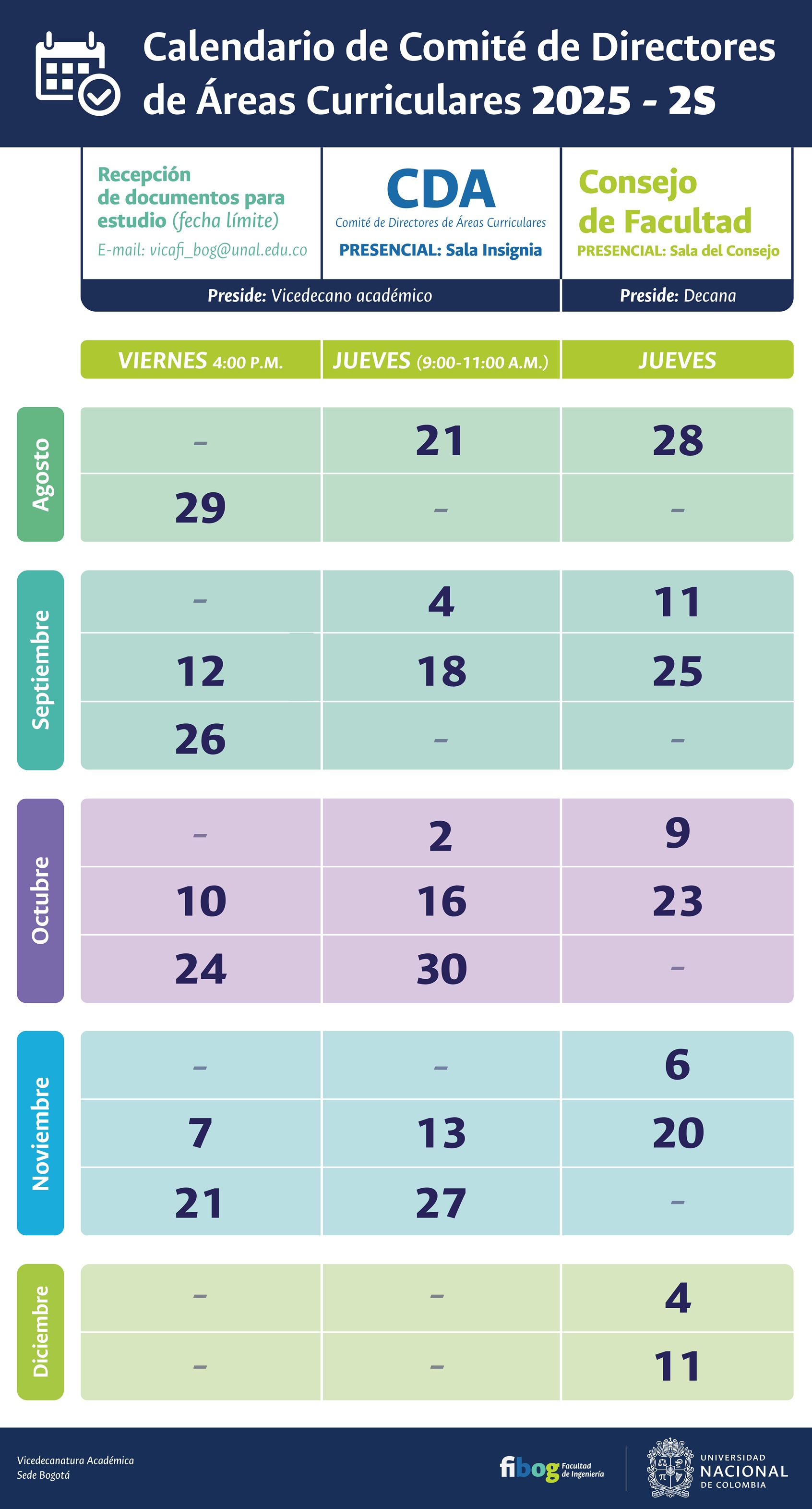Calendario 2025-2S