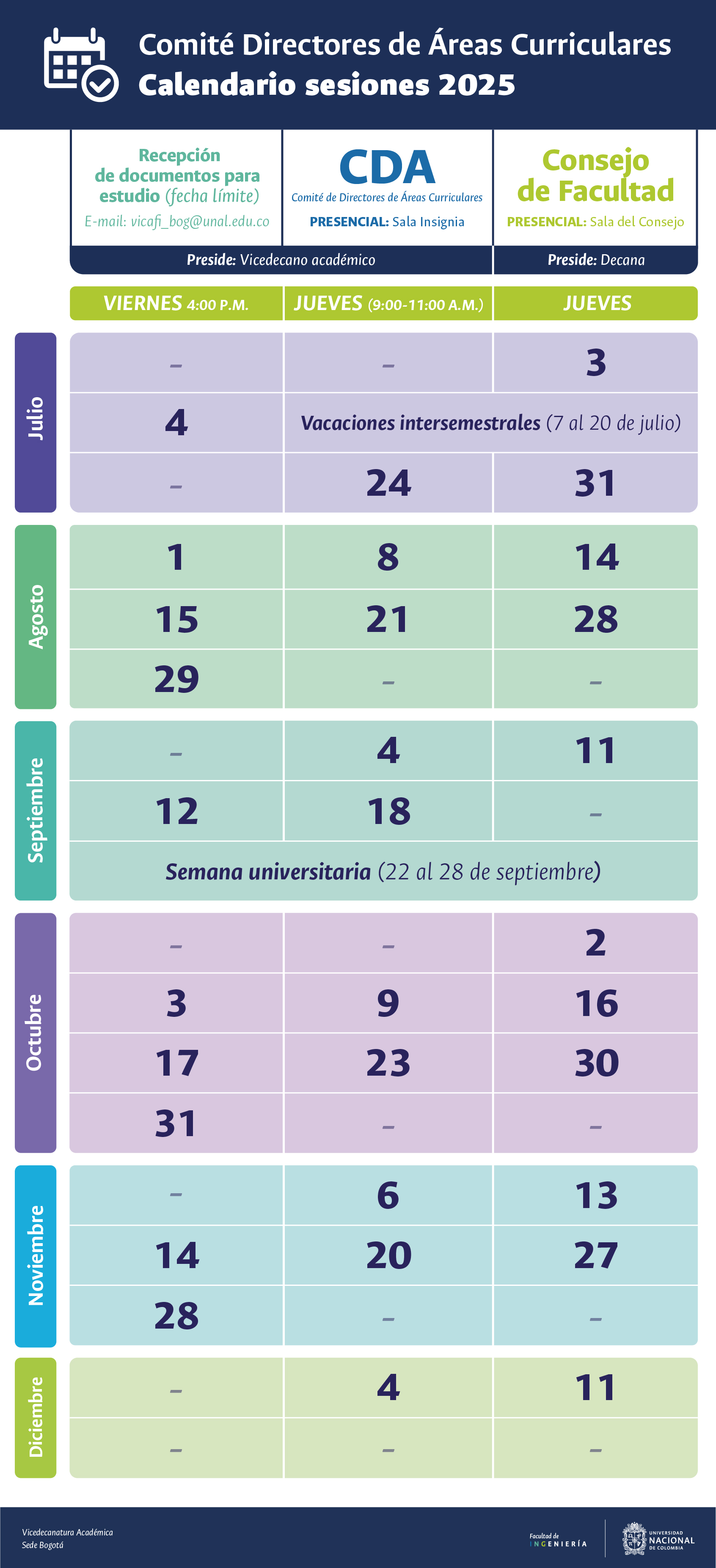 Calendario 2025-2S