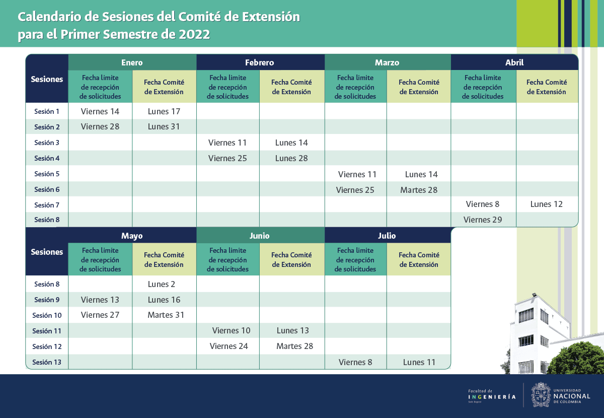 Calendario Sesiones del Comité de Extensión